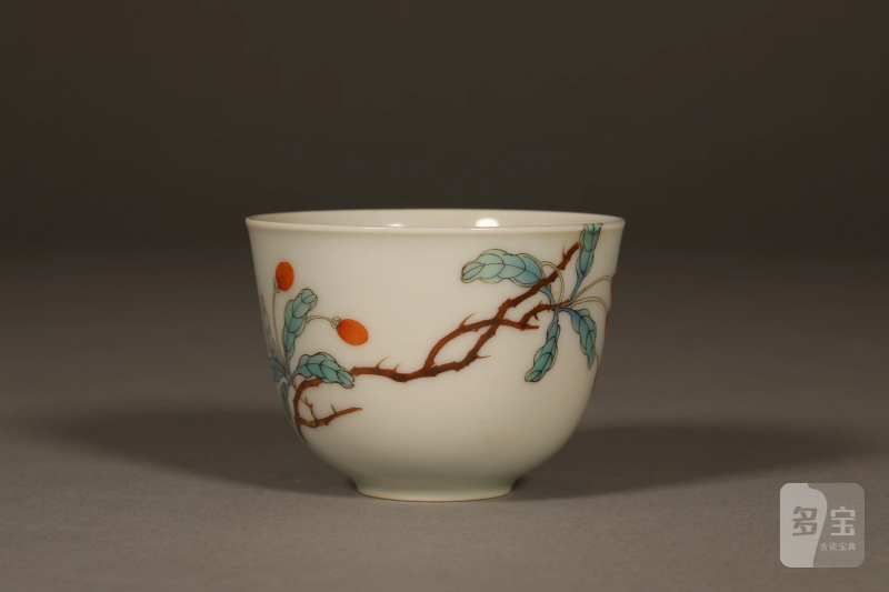 清 五彩过墙花蝶纹茶圆 - 图3